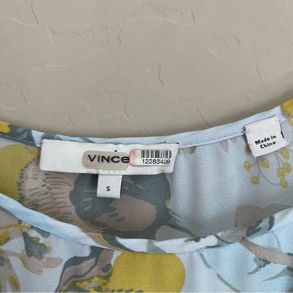 Vince Floral Pleated Midi Dress - Blue and Yellow - Picture 7 of 11